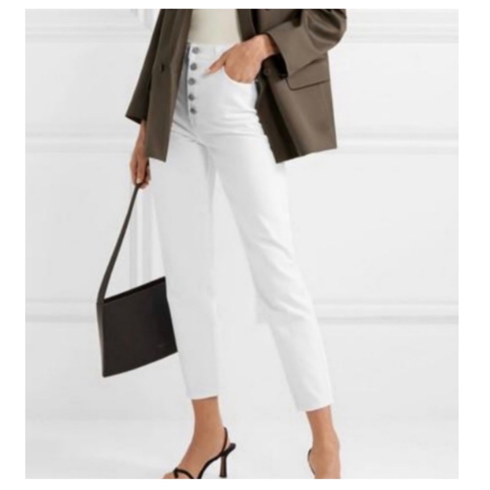 J Brand Heather Button Fly Jeans in Optic White Crop Size 32.